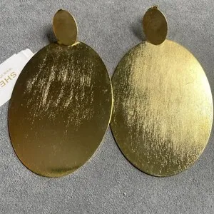 Authentic Sheila Fajl Large Geometric Earrings in Brushed Gold Plated