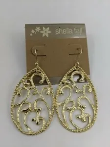 Authentic Sheila Fajl Filigree Drop Earrings in Gold Plated BRM11063