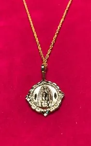 Authentic 14KT GOLD PLATED VIRGIN MARY CHARM W/14KT 24" GOLD PLATED ROPE CHAIN 2023