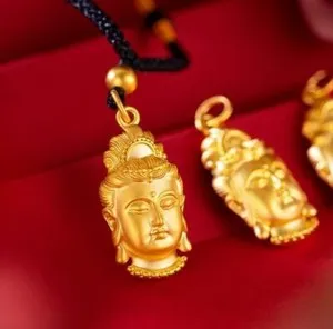 Authentic 2023 New Guanyin 24K Thai Baht Yellow Gold Plated Necklace  Pendant