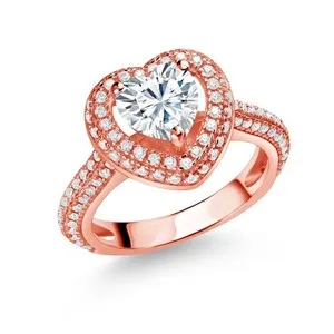 Authentic The Eternal Heart Moissanite Ring in Rose Gold and Silver