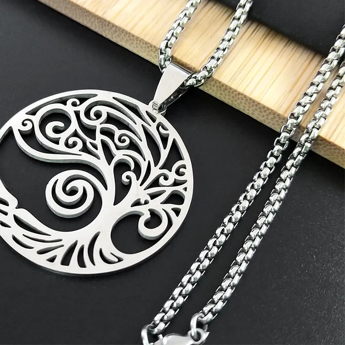 Authentic Tree Of Life Collar Necklace Chain Necklace Jewellery Arbre De Vie Acier Inoxydable N842S01