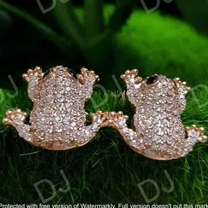 Authentic Leap into Serenity: 2ct Moissanite Frog Studs in 14K Rose Gold Bliss