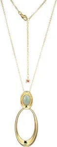 Authentic Celestial Heirloom Gold- Plated Rolo Chain With Simulated Jade Oval Talisman
