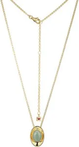 Authentic Sacred Harmony: 20" Gold-Plated Rolo Chain Necklace with Jade Heart
