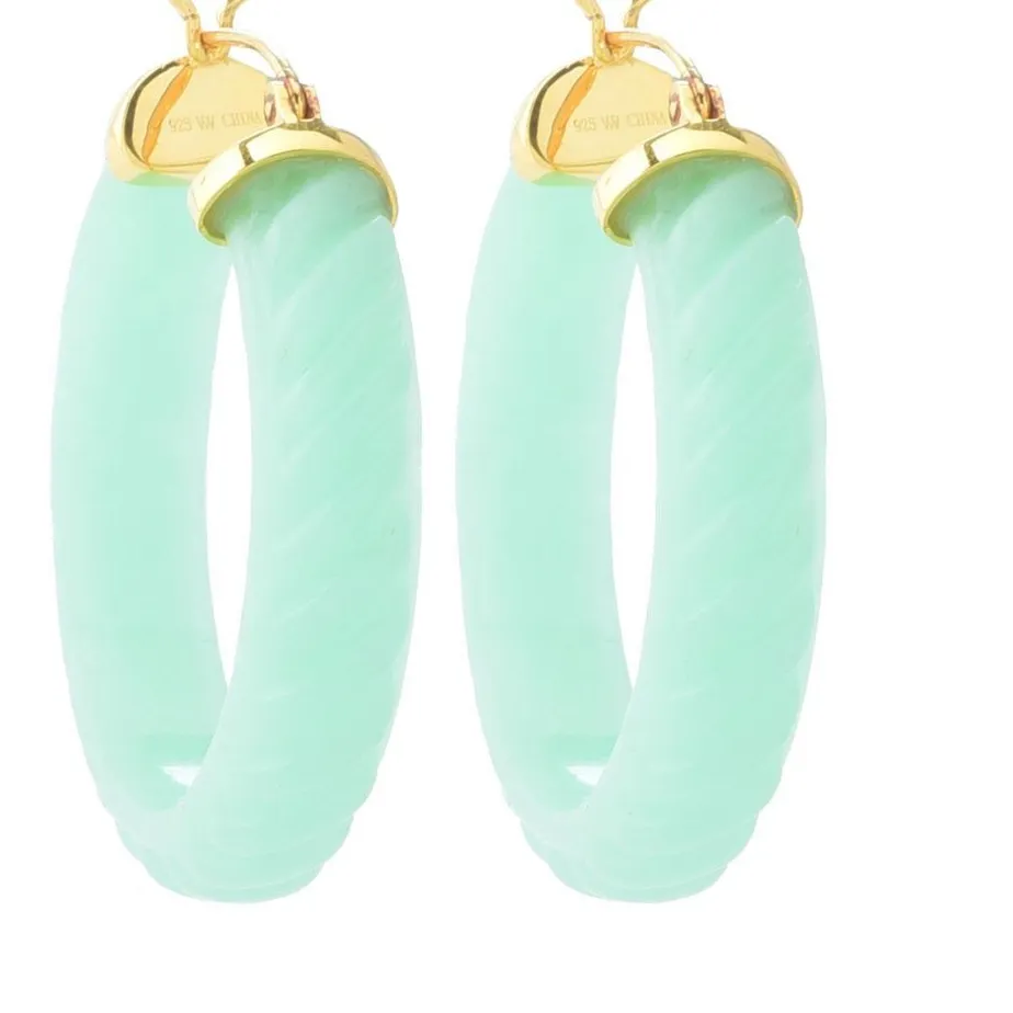 Authentic Celestial Jade Hoops: Orbs of Ancient Harmony