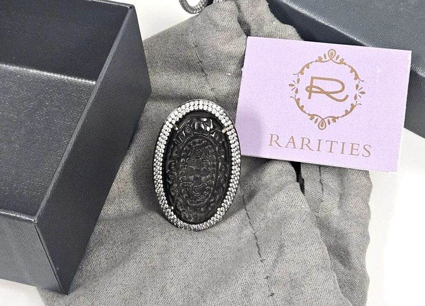 Authentic Dark Olive Jade Oval Ring: Eternally Guarded