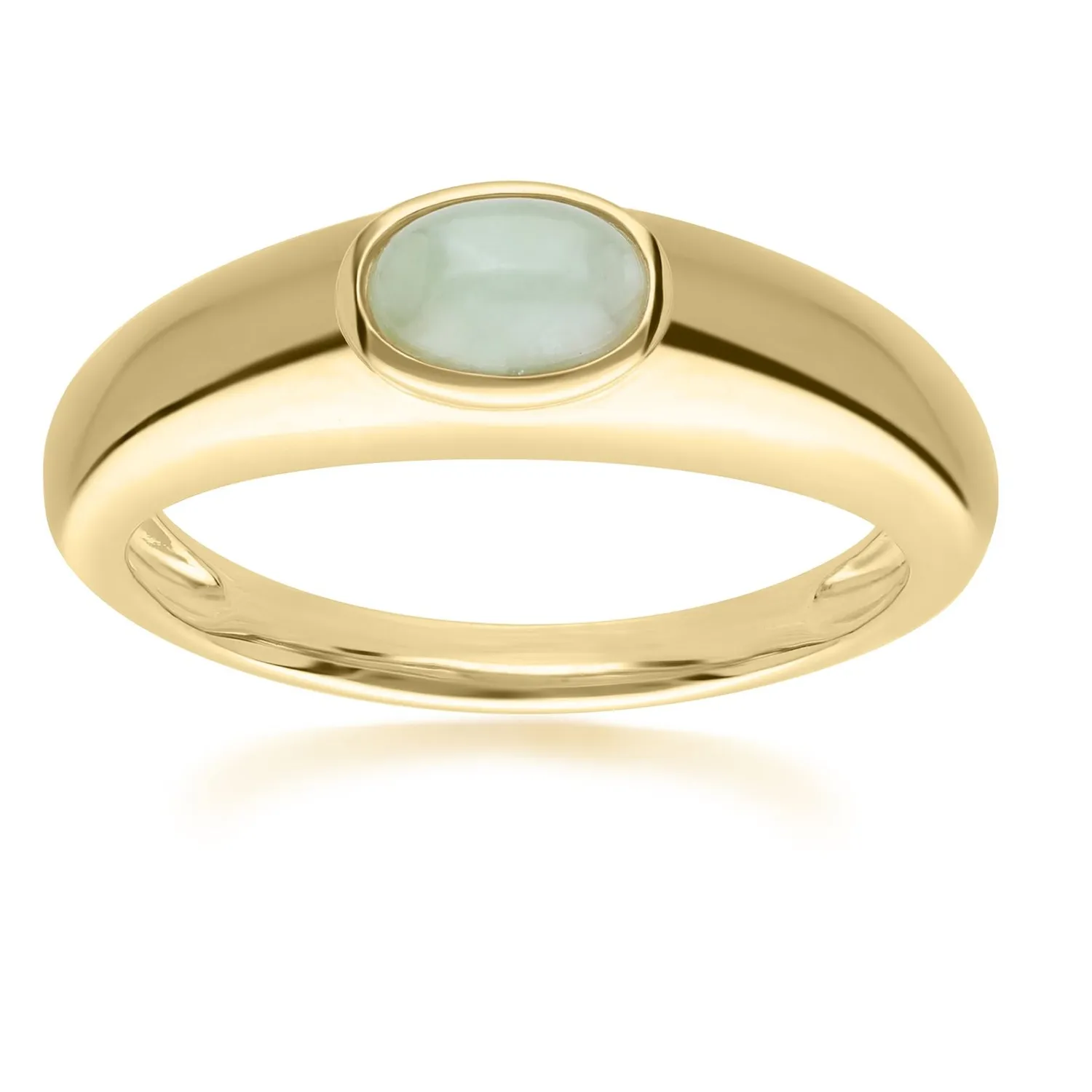 Authentic The Verdant Sovereign Oval Jade Ring in 18ct Gold Plated Silver