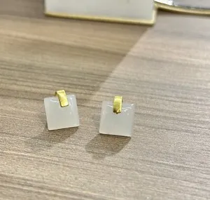 Authentic Verdant Whispers Myanmar Jade Gold-Plated Studs