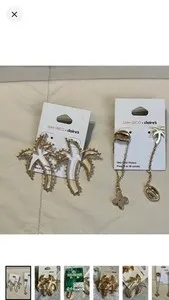 Authentic Radiant Canopy: JAM + RICO 18K Yellow Gold Plated Tropical Earrings Pair
