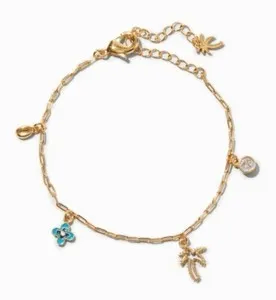 Authentic Jam Rico Claire’s 18 Karat Gold Plated Palm trpptree Shell Bracelet Charm