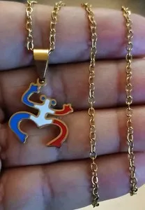Authentic Puerto Rico Coquí Taíno Pendant Necklace 18", Gold Plated.