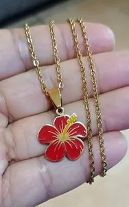 Authentic Gold Plated Hibiscus Flower Necklace 18" – Puerto Rico