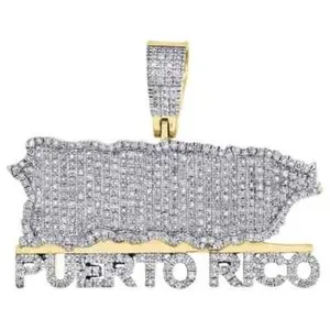Authentic The Boricua Soul: Radiant Moissanite Map of Puerto Rico