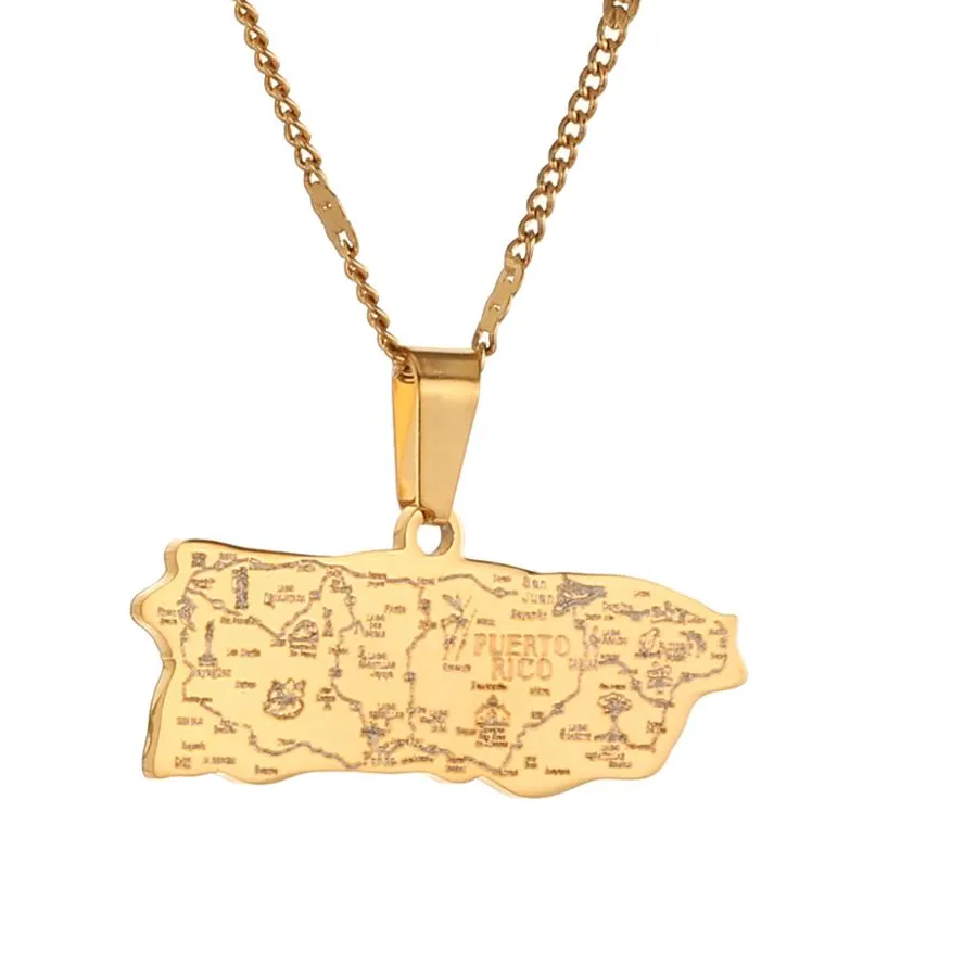 Authentic Puerto Rico Map Pendant Necklaces Puerto Ricans Map Charm Jewelry