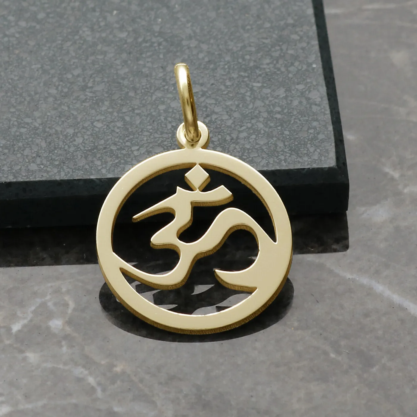 Authentic Gold Plated on Sterling Silver OM OHM AUM Calm Pendant Charm & Optional Chain