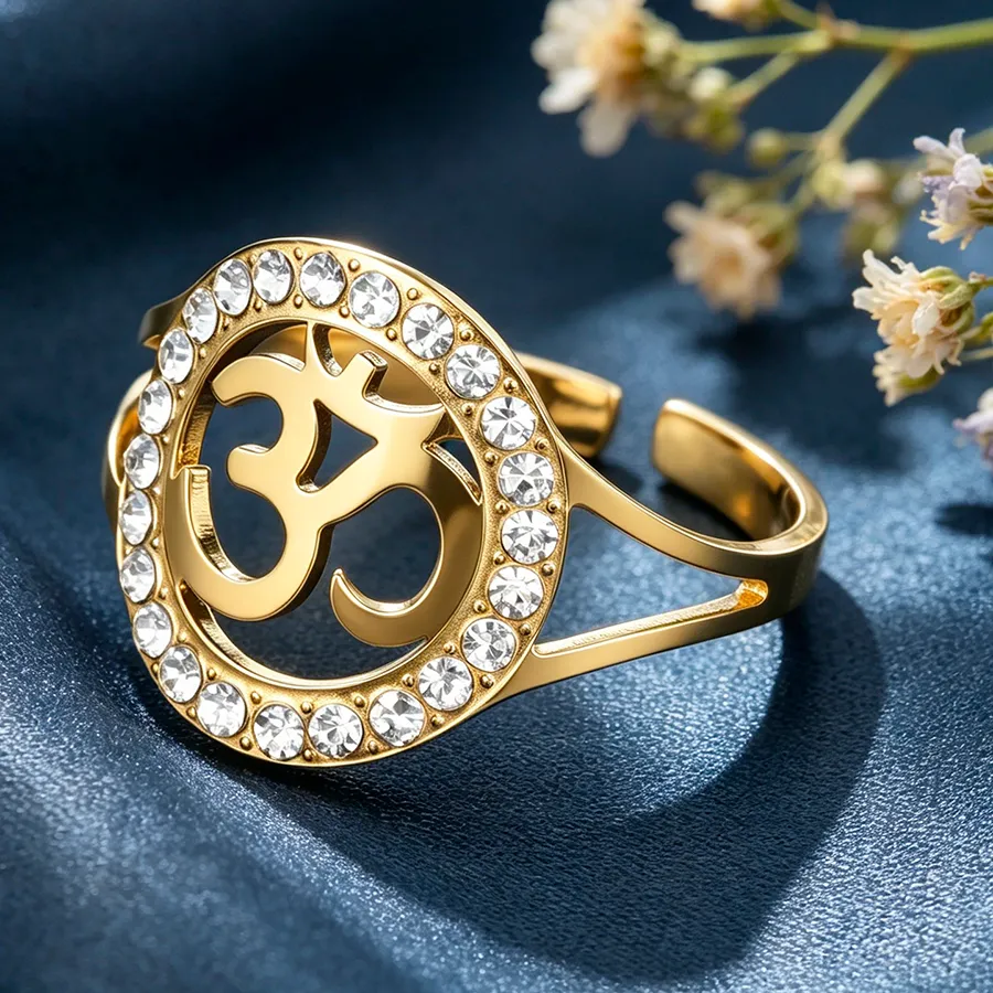 Authentic Om Ohm Sacred Harmony Ring – Adjustable Stainless Steel Meditation Jewel