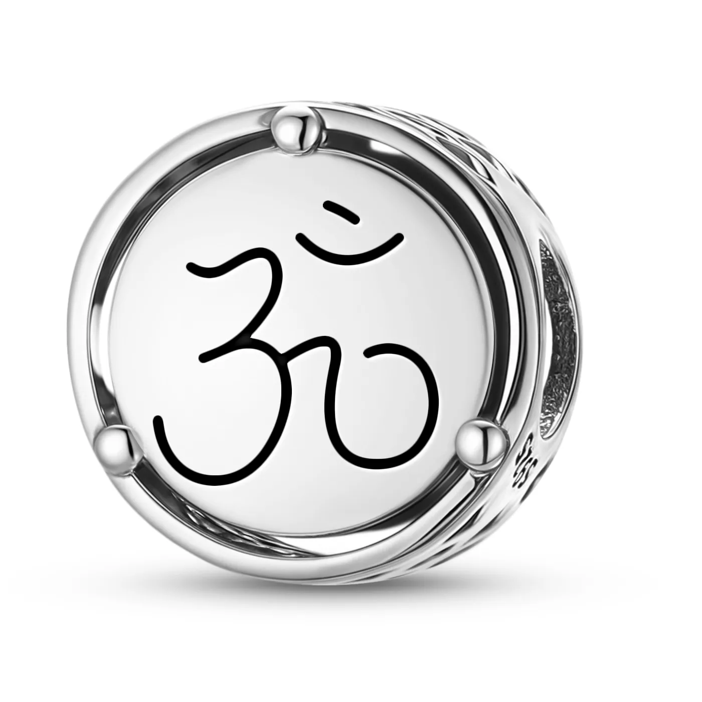 Authentic 925 Sterling Silver Reiki Aum Om Ohm  Fit Original Bracelet Diy Jewelry Accessories Family Bead