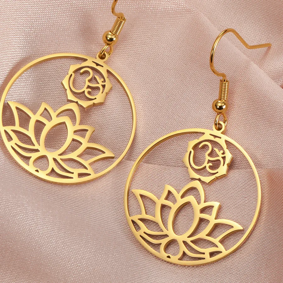 Authentic Sacred Lotus OM Resonance Earrings