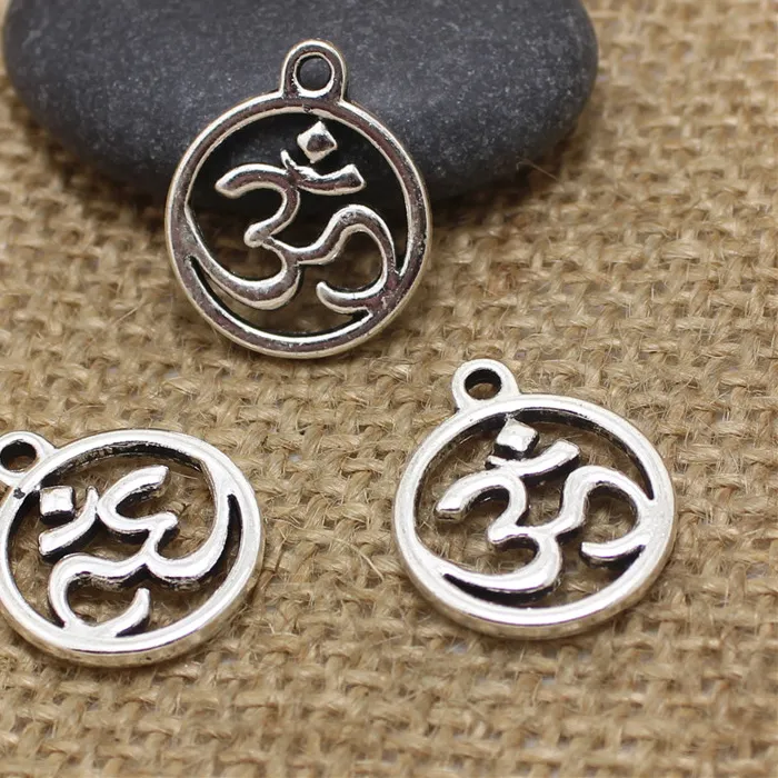 Authentic 40 pcs 18*21mm Antique alloy round OM/OHM/3D Sign charms Pendant Diy Jewelry Findings Accessories