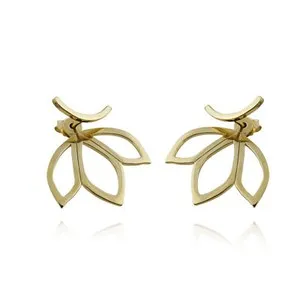 Authentic Radiant Lotus Petal Gold-Plated Sterling Silver Ear Jackets