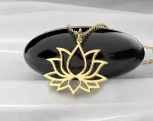 Authentic Luminous Lotus Bloom: 14K Gold Plated Sterling Silver Pendant