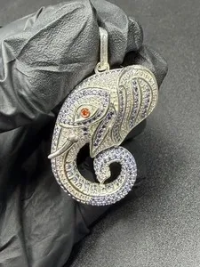 Authentic Moonlit Wisdom: Blue Sapphire Elephant Pendant