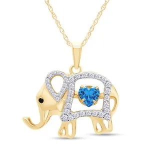 Authentic Eternal Elephant Floater: 18" 14K Gold‑Plated Pendant, Birthstone Aura