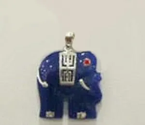 Authentic Blue Jade 18KGP White Gold Plated Elephant Pendant Chain Necklace Fashion