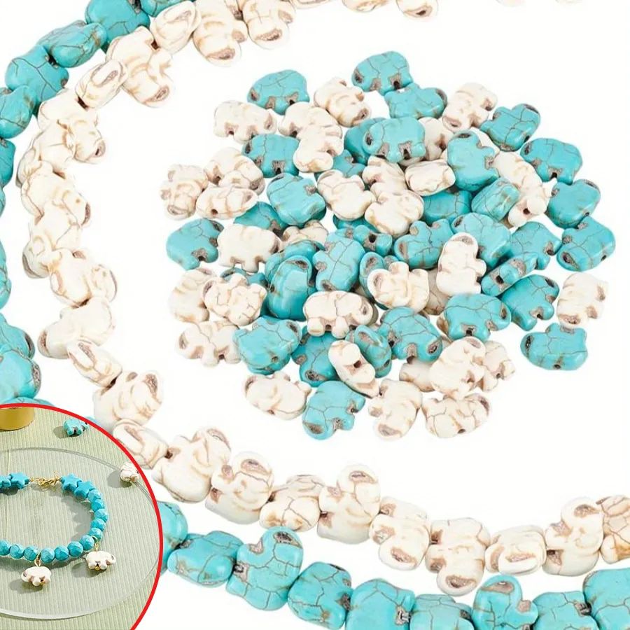 Authentic 6/18/36pcs Blue and White Turquoise Elephant Charm Beads, Used for DIY Accessories,Christmas,Halloween,Thanksgiving Accessories