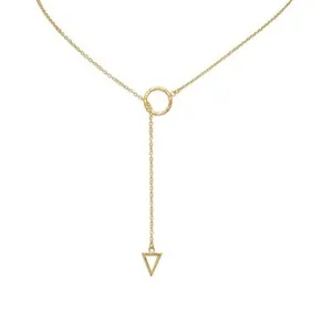 Authentic Triangle of Eternity: 14k Gold Plated Lariat Necklace for the Modern Goddess