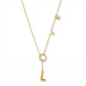 Authentic Love Lariat Necklace 18k Gold Plated 21"
