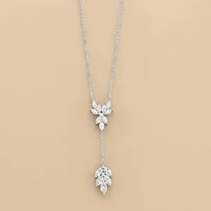 Authentic 2Ct Marquise Cut Lab Created Diamond Lariat Women Necklace 14K White Gold Plated