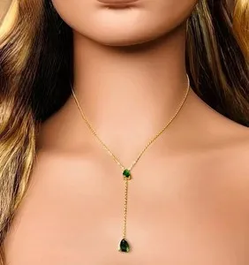Authentic Verdant Lariat of the Moonlit Garden: 2‑Ct Lab‑Emerald in Golden Glow