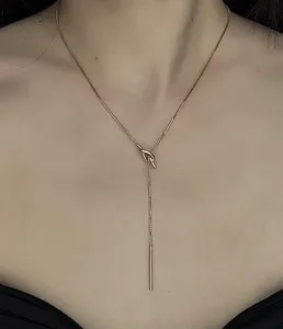 Authentic Lariat necklace gold plated knot style 19 inches women's jewelry