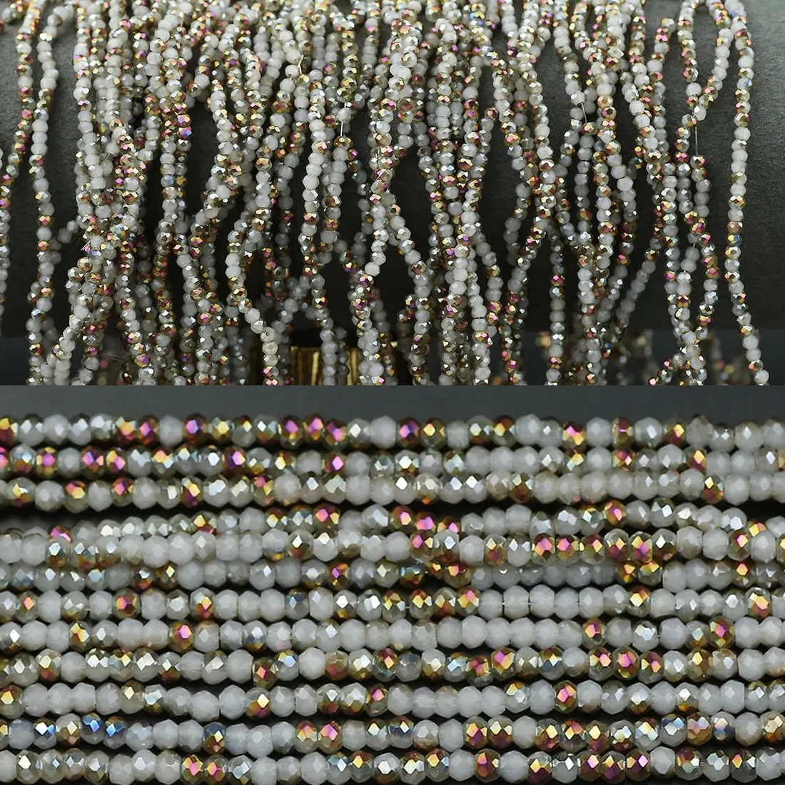 Authentic White Flat Round Faceted Crystal Glass Spacer Loose Beads 2.5mm 150/300/600pcs For Jewelry Making DIY Bracelet Craft Accessories