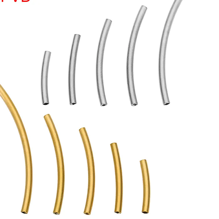 Authentic 10pcs PVD Never Fade Stainless Steel Tube Beads 15 20 25 30 40 mm Metal Spacer Beads For Diy Bracelet Necklace Jewelry Making