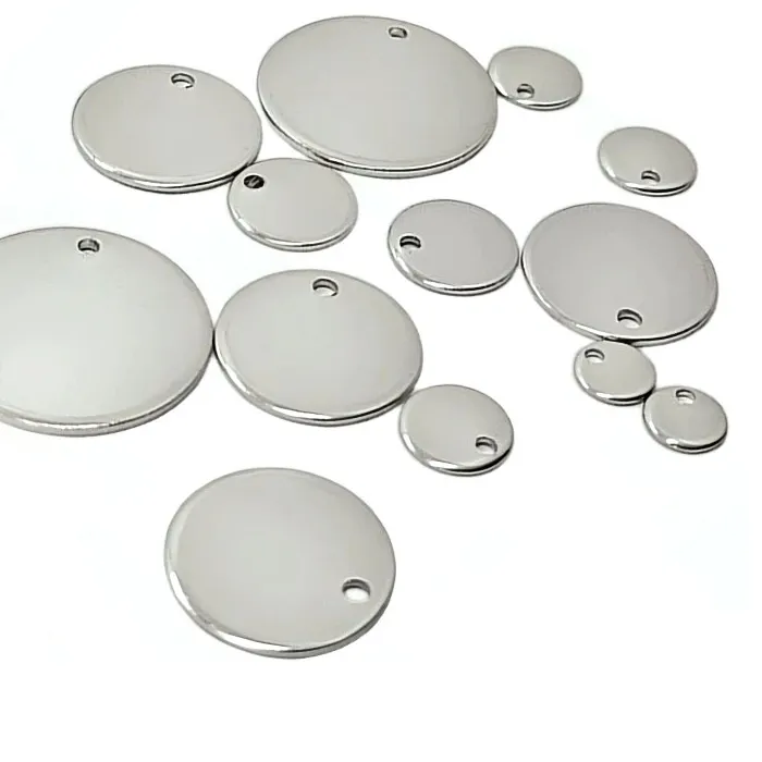 Authentic 50-10Pcs/lot Stainless Steel Charms 6/8/10/12/15/18/20/25/30mm Round Stamping Blank Dog Tag Pendants Necklace For Jewelry Making