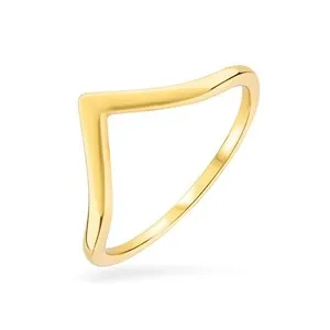 Authentic 9ct Gold Plated 925 Sterling Silver V Shaped Wishbone Ring Minimalist Band