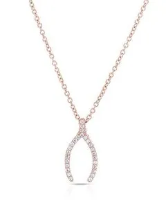 Authentic MCCARNEY & J Wishbone Necklace W/Cubic zirconia 14K/925 Gold plated Silver