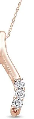 Authentic Wishbone Horseshoe Pendant 18" Necklace 925 Sterling Silver Cubic Zirconia