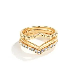 Authentic Wishbone Trio Stackable Ring Gold Plated