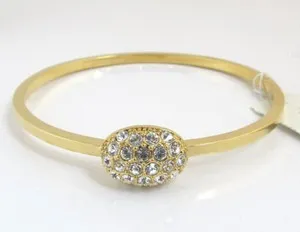 Authentic T Tahari 14k Gold-Plated Oval Pave Bangle Bracelet $48 NWT