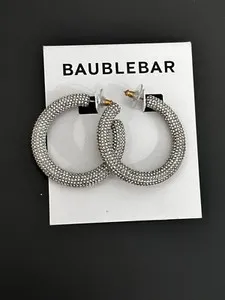 Authentic Chiara Pave Hoop Earrings in 14k Gold Plate and Crystalline Light