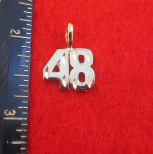 Authentic 14KT GOLD PLATED NUMBER "48" DIAMOND CUT CHARM
