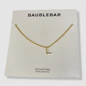 Authentic $48 BaubleBar Women's 14k Gold Plated Nora Cubic Zirconia Initial "L" Necklace