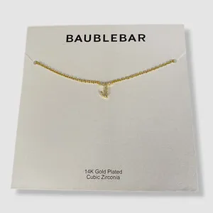 Authentic $48 BaubleBar Women's 14k Gold Plated Nora Cubic Zirconia Initial "J" Necklace