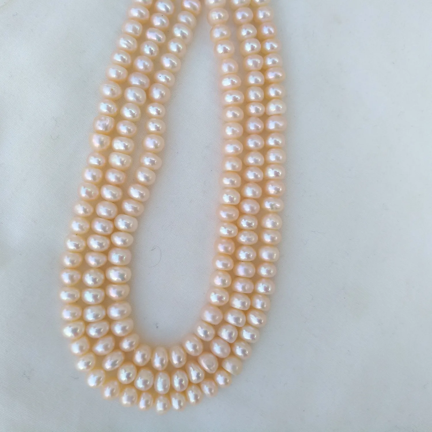 Authentic 5-6mm Natural south sea oval pink pearl necklace 48inch 14k Yellow Gold Plated