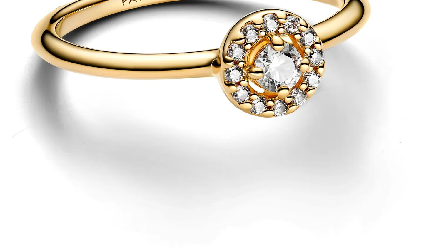 Authentic 14k Gold Plated Unique Metal Blend Cubic Zirconia Clear Ladies Ring