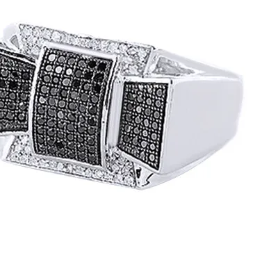 Authentic 14K WHITE GOLD Plated 0.61 CT ROUND Cut Simulated Diamond MEN'S WEDDG BAND RG